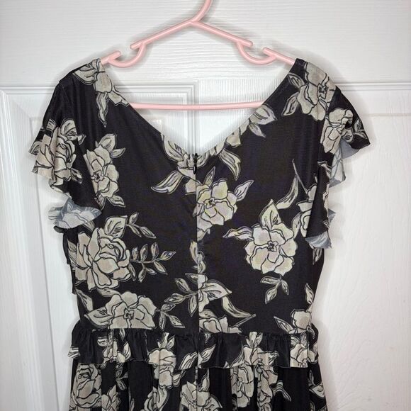 Joyfolie Mia Joy Clarissa Ruffle Dress High Low Hem Black Beige Floral Girls 8 - Picture 10 of 13